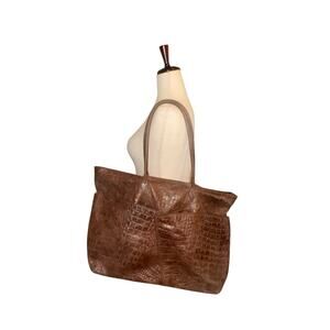 Terrida Tangaroa Venezia XL brown leather crocodile pattern tote